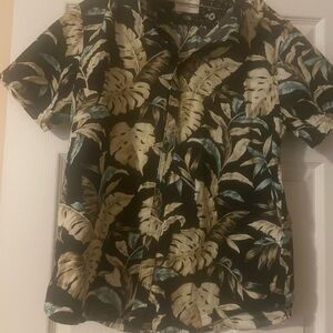 Tropical Leaf Print Men's Shirt